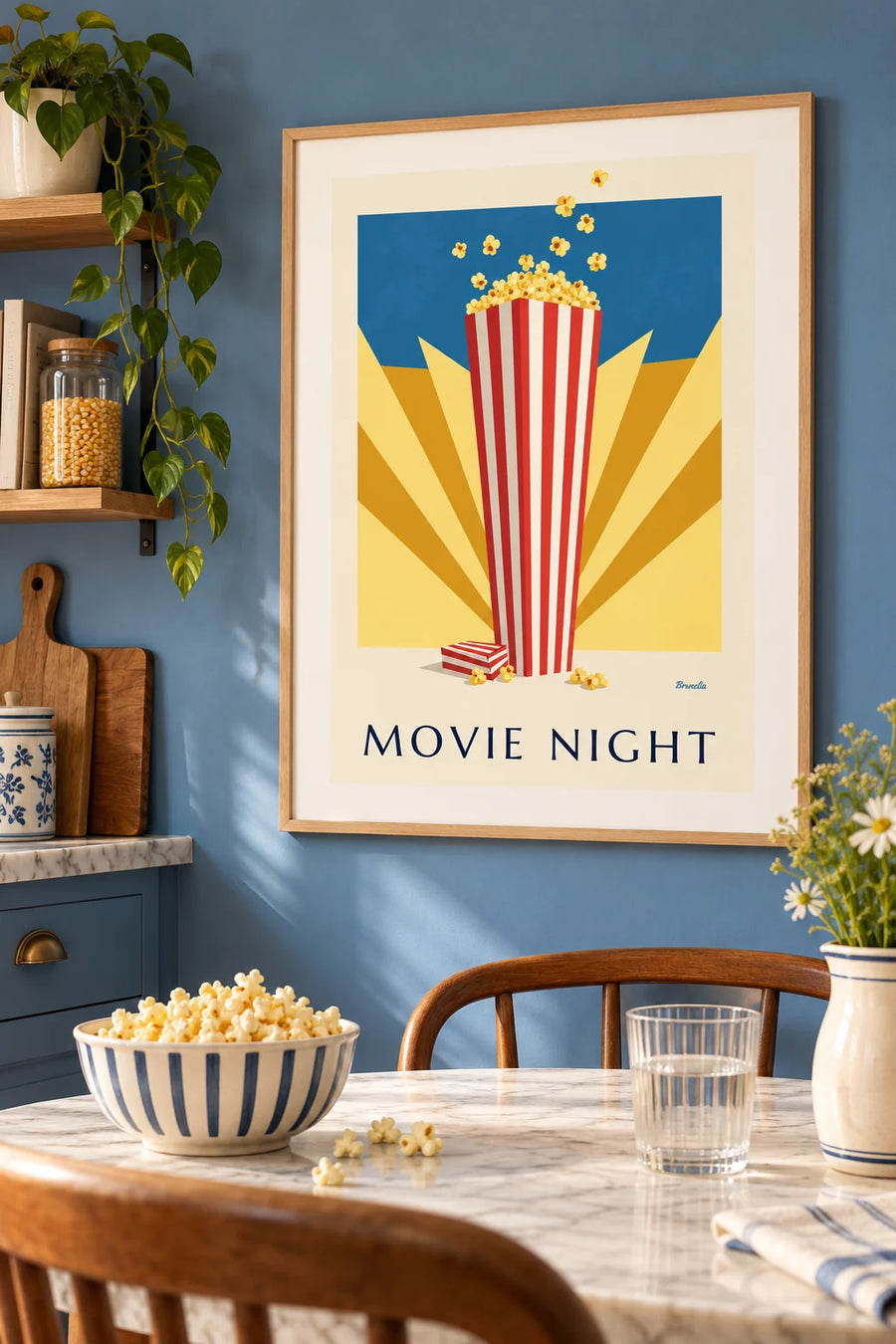 Poster Kino-Popcorn vor Sonnenstrahlen: gerahmt an der Wand