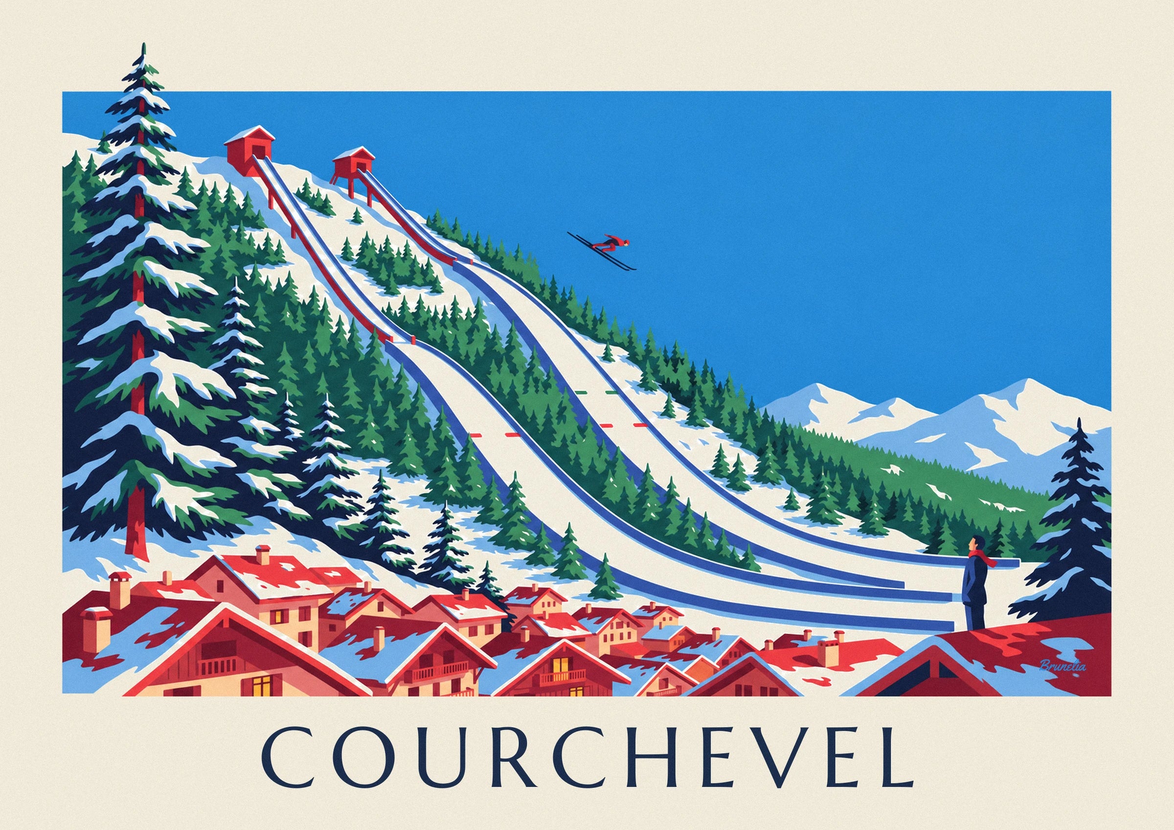Poster Skisprungschanzen von Courchevel in Le Praz: Detail in Nahaufnahme