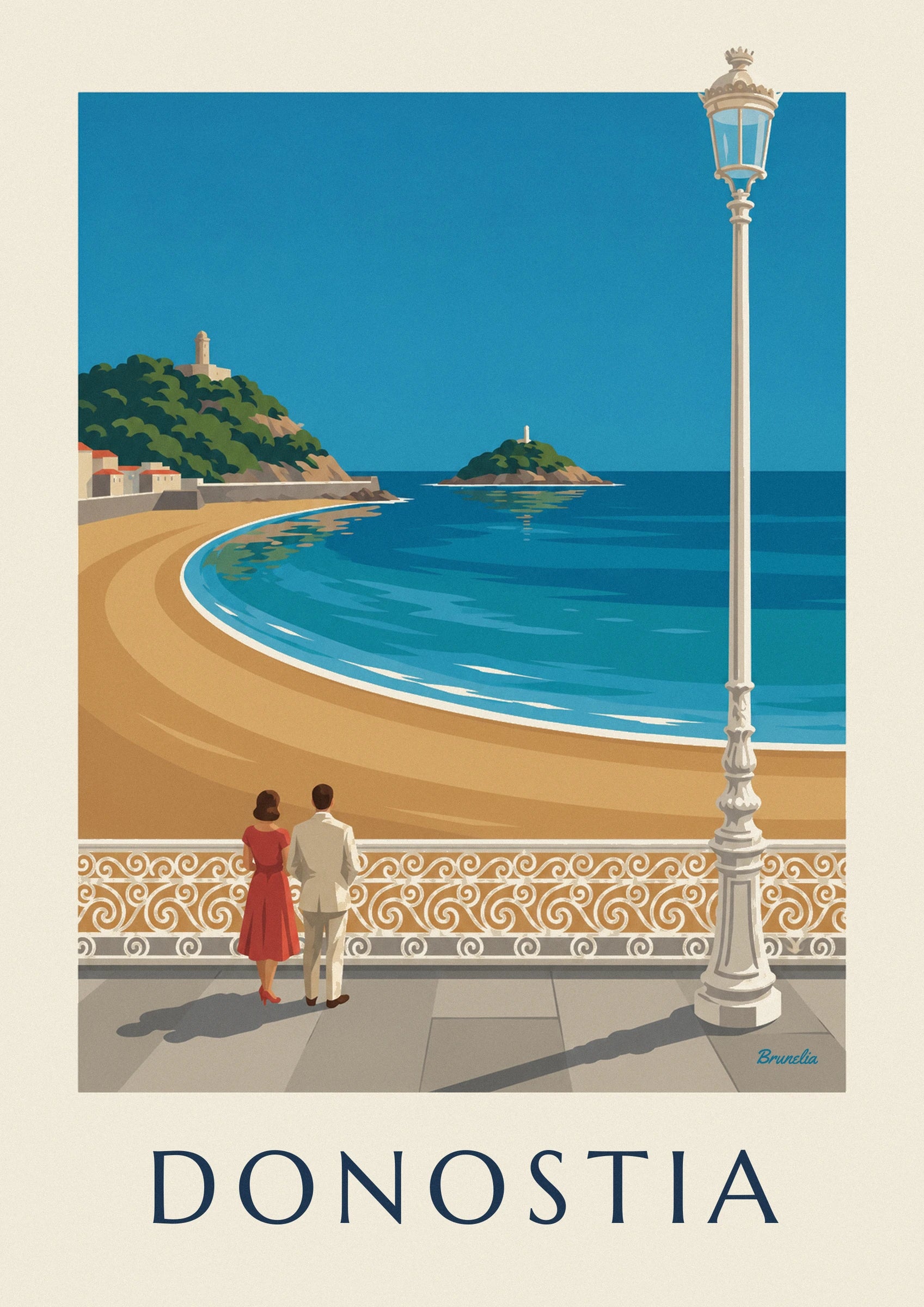Poster Playa de la Concha in San Sebastián: Detail in Nahaufnahme