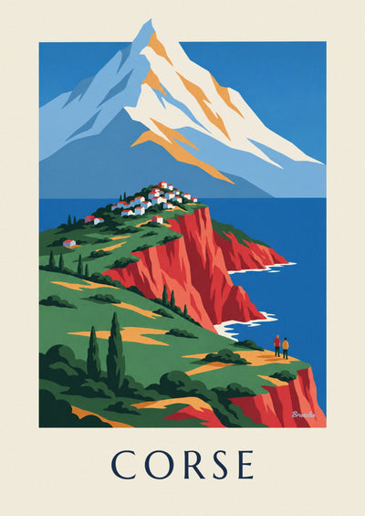 Poster of the wild coast of Corsica, red cliffs and Monte Cinto: the full poster
